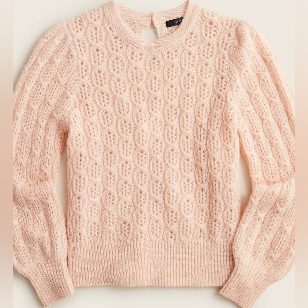 J. Crew Balloon Sleeve Cable-Knit Sweater